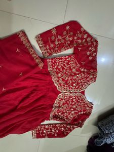 Red Embroidered Kurta Set