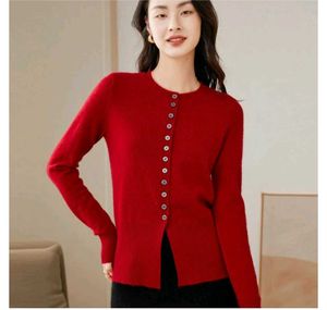 Red Button-Down Cardigan