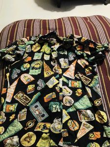 Cartoon Print Button Down Shirt