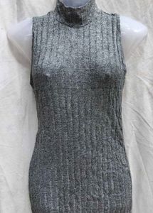 362011. Grey Ribbed Bodycon Dress