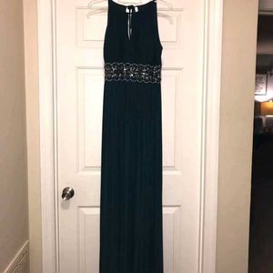 Long Slit  Gown Dress Flared Sequin Embroidery