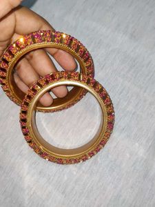 Pink &amp; Gold Beaded Bangles