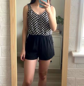 Checkered Sleeveless Romper