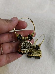 Black Oxidised Bali Jhumka