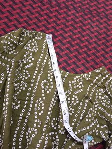Women Olive Green Printed Kurta And Plazo Set