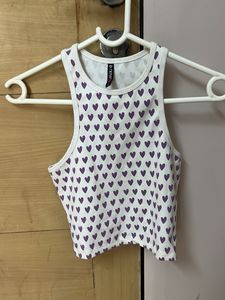 Cute Heart Print Crop Tank Top