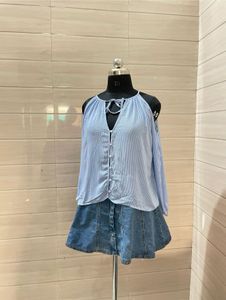 H&amp;M Striped Cold Shoulder Top
