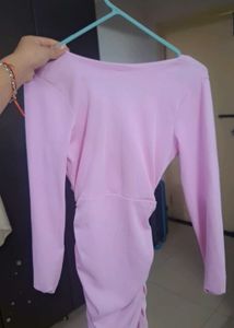 Pink Long Sleeve Bodycon Dress