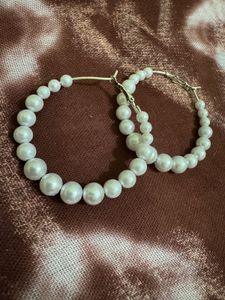 Silver-Plated Pearl Hoop Earrings