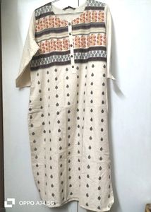 Pure Cotton Printed Off-white Formal Kurta