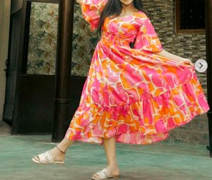 Pink & Orange Print Dress