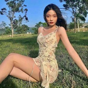 Y2k Floral Pinteresty Lace Mini Korean Fairy Dress