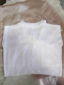 Ivory 'CHANEL' Knit crop top