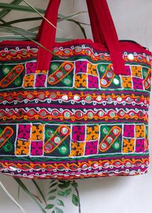 Multi Color Gamthi Work Hand Bag