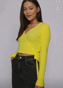 New Yellow Wrap Top