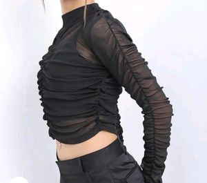 Black Mesh Top With Inner