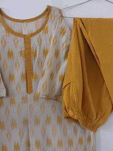Yellow Cotton Kurti Set