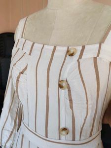 Beautiful Striped Cold Shoulder Maxi Dress