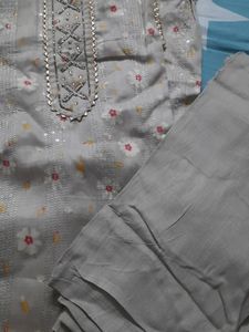 Glace Cotton With Handwork Suit