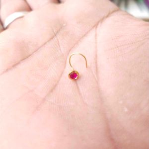 18K Pure Gold Pink Dimond Nose Pin 1 Piece