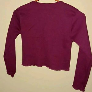 Purple Crop Top With Ruffle Full Shelves