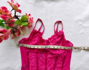 Shein : Hot Pink Lace Bodysuit