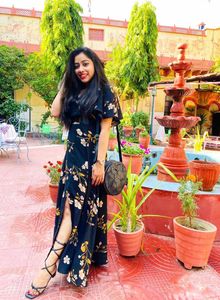 Floral Print Black Maxi Dress