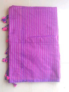 Purple Pure Handloom Cotton Saree