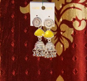 Yellow Jhumka Earrings