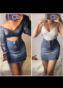 Denim Skirt  2 Top Set