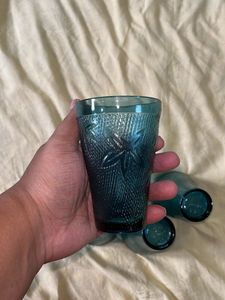 Blue Textured Drinking Glasses set of 5