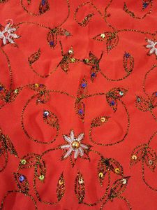 Orange Red Embroidered Kurta Set