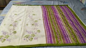 Floral  cotton Print Saree without blouse piece
