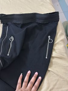 Black Side Zipper Pants