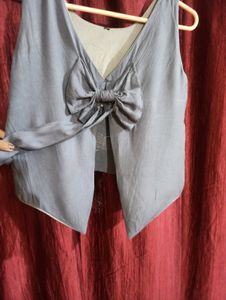 Grey Crop Top With Back Design