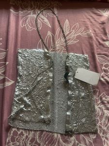 H&amp;M Sparkly Silver Halter Top