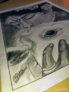 Krishna &amp; Cow Sketch - Hand-Drawn Art