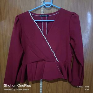 red Peplum Top