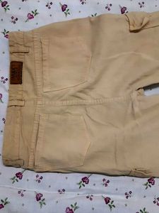 Beige Wide Leg Cargo Pants