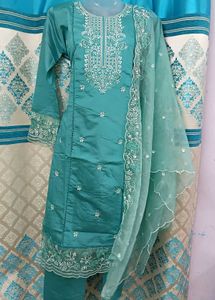 NEW Sea Green Embroidered Pakistani Suit