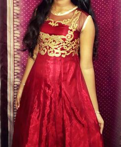 Elegant Red Ethnic Gown with leggings