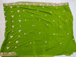 Olive Green Color Beautiful  Saree