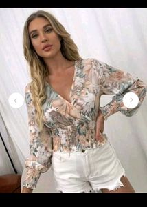 New Floral V-neck Long Sleeve Top