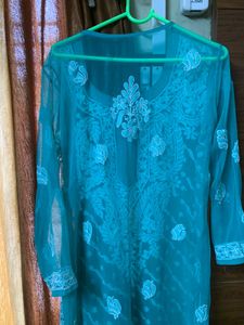 Aqua Chikankari Kurti