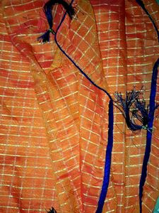 Orange &amp; Gold Checkered Fabric