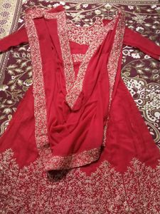 Cherry Red Gown And Dupatta