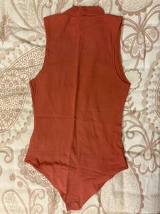 Forever21 Rust Sleeveless Mock Neck Bodysuit