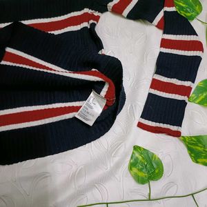 H&amp;M Striped Mock Neck Sweater