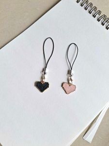 Pixel Heart Phone Charms