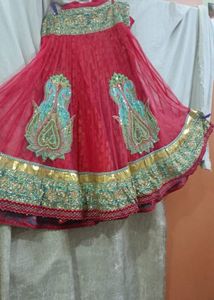 Red Embroidered Ethnic Skirt